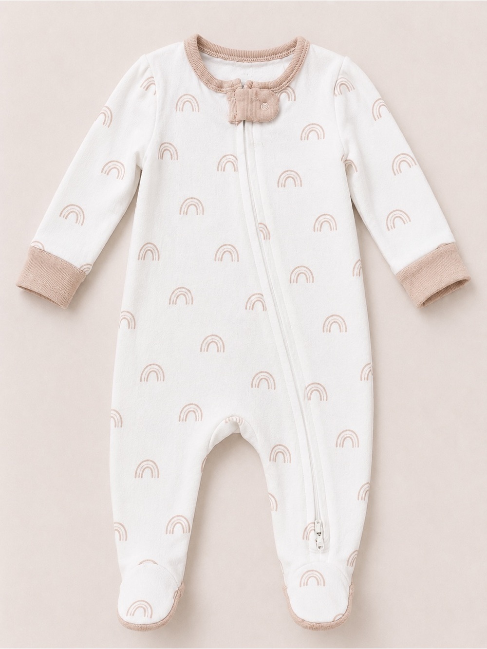 Cloud Island - Double Zipper Sleeper W/ White & Rainbow Print (Modal) - NB